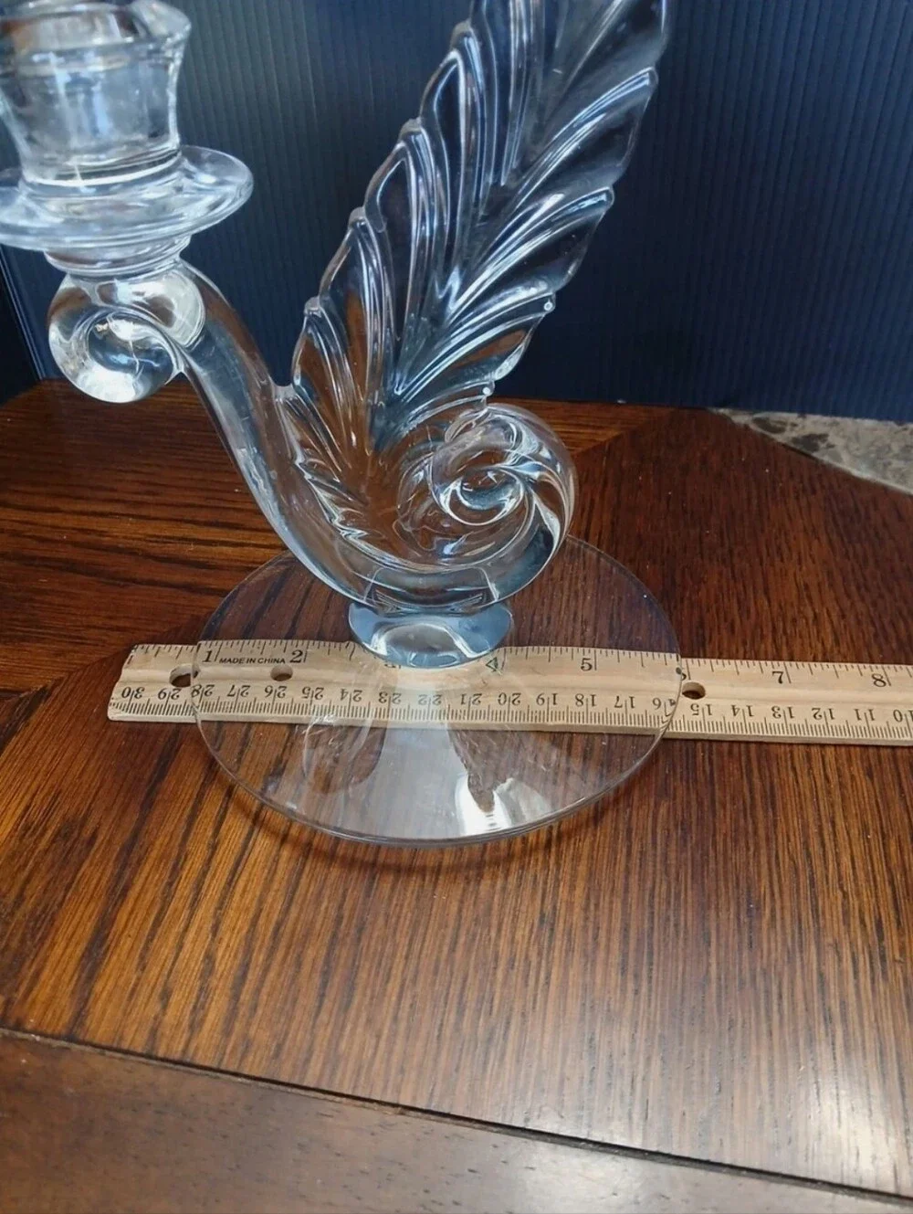 Vtg Fostoria Glass Single Plume Candlestick 9.5